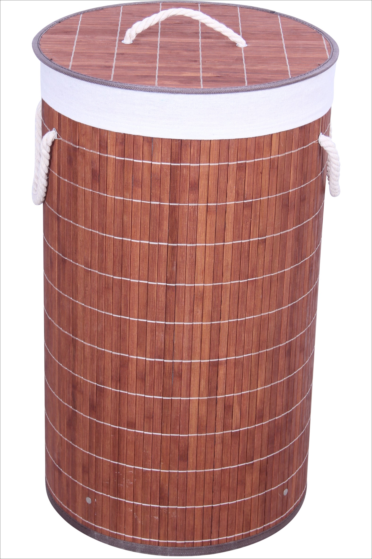 Round Bamboo Laundry Hamper with Removable Liner