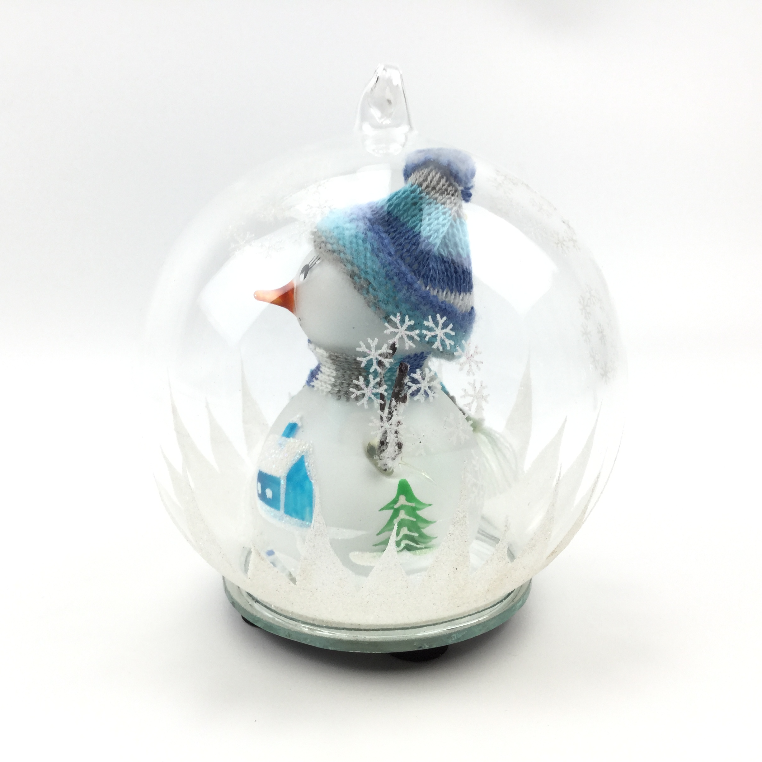Snowman LED Glass Ball Christmas Ornament