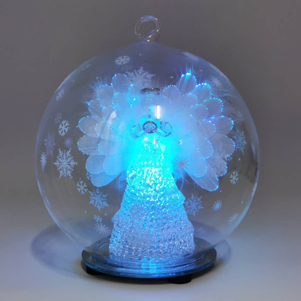 Optical Fiber LED Glass Ball Christmas Ornament