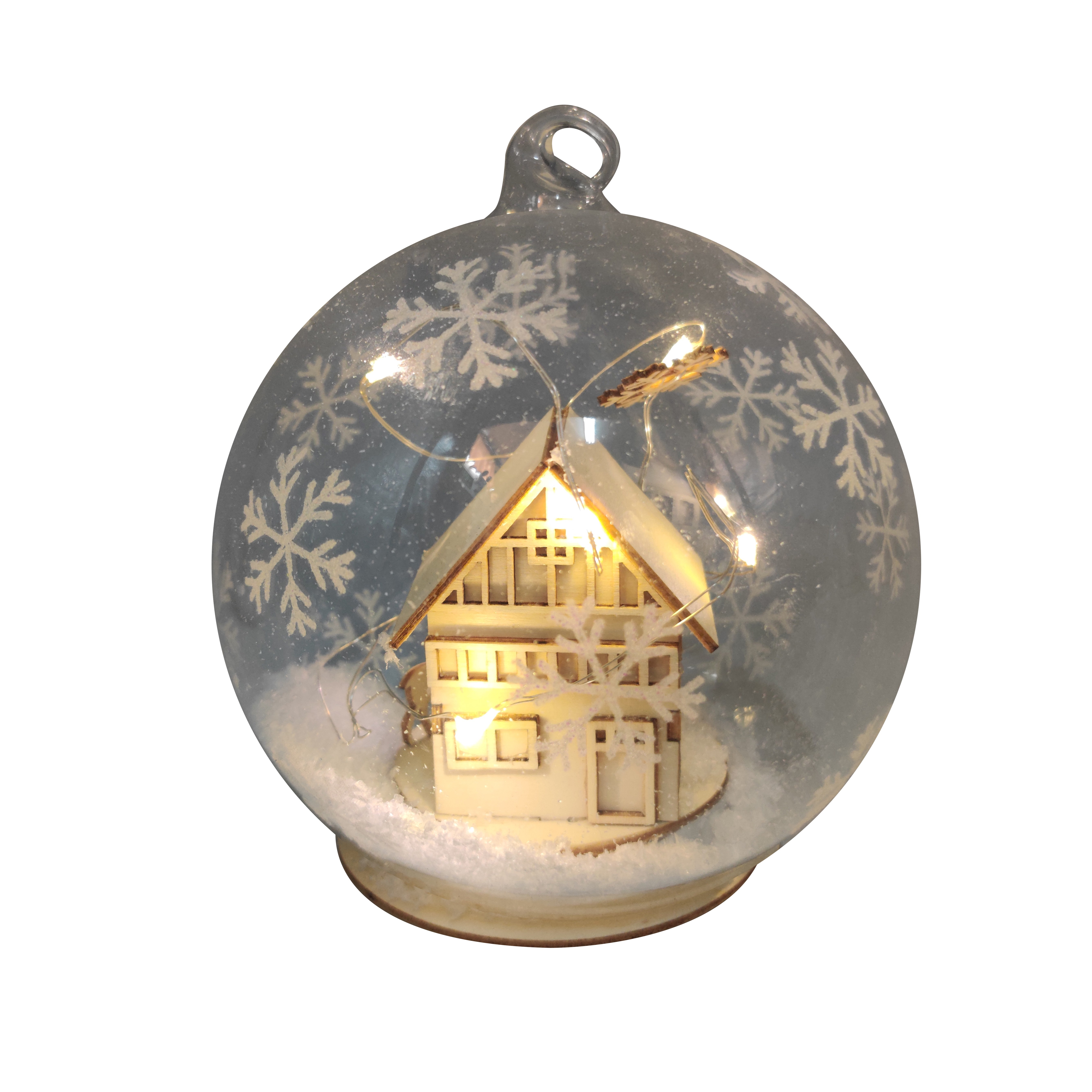 Resin Santa Sleigh Deer LED Glass Ball Christmas Ornament