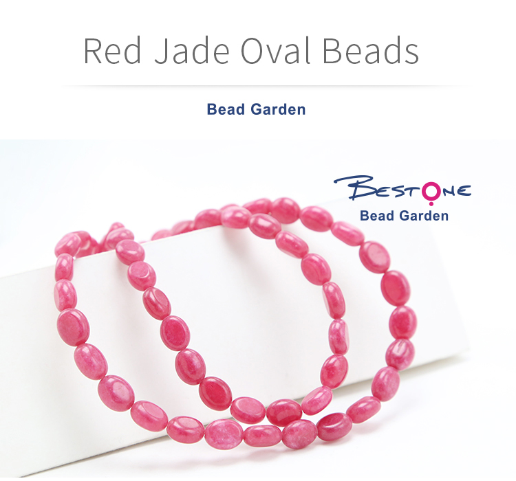 Red Jade Oval Gemstone Beads for Jewelry Making