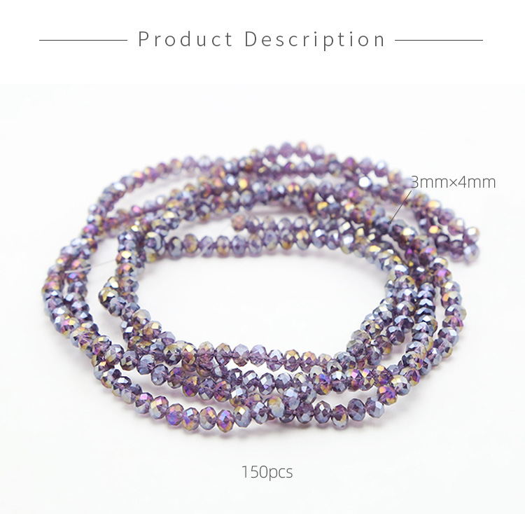 Glass Faceted Rondelle Beads Violet AB Iris