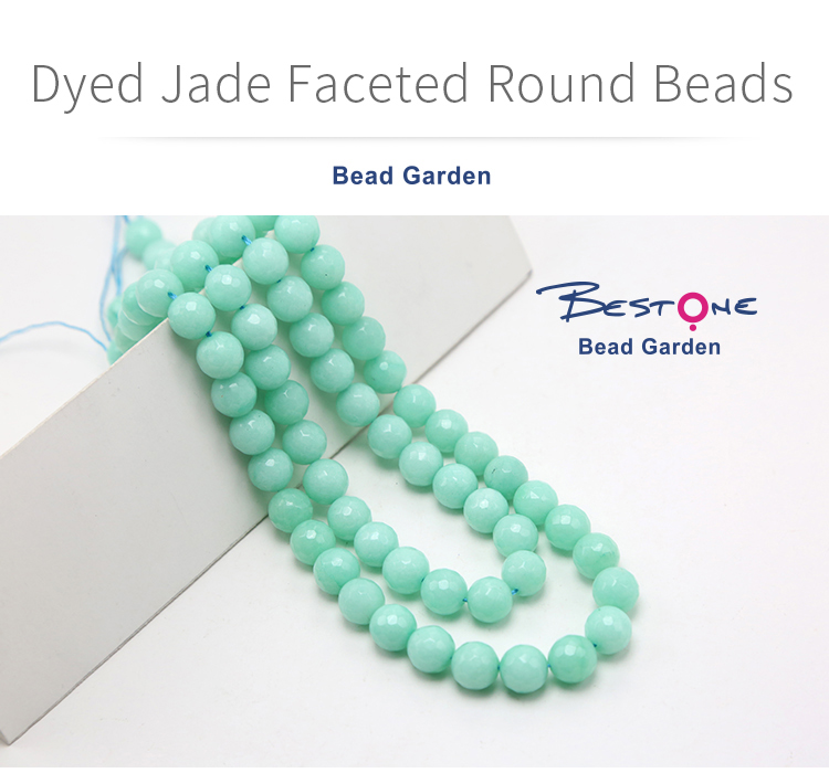 10mm Blue Dyed Jade Faceted Round Beads