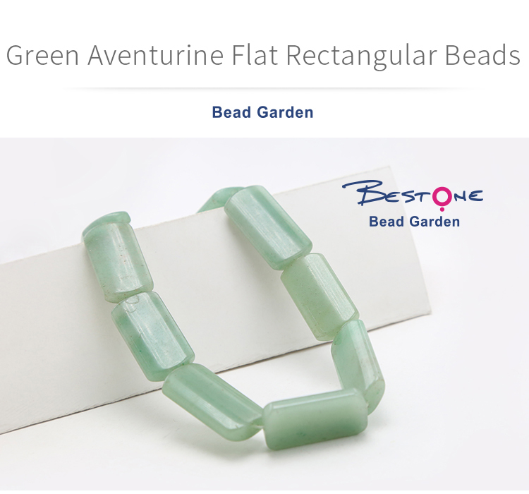 Green Aventurine Flat Rectangular Gemstone Beads