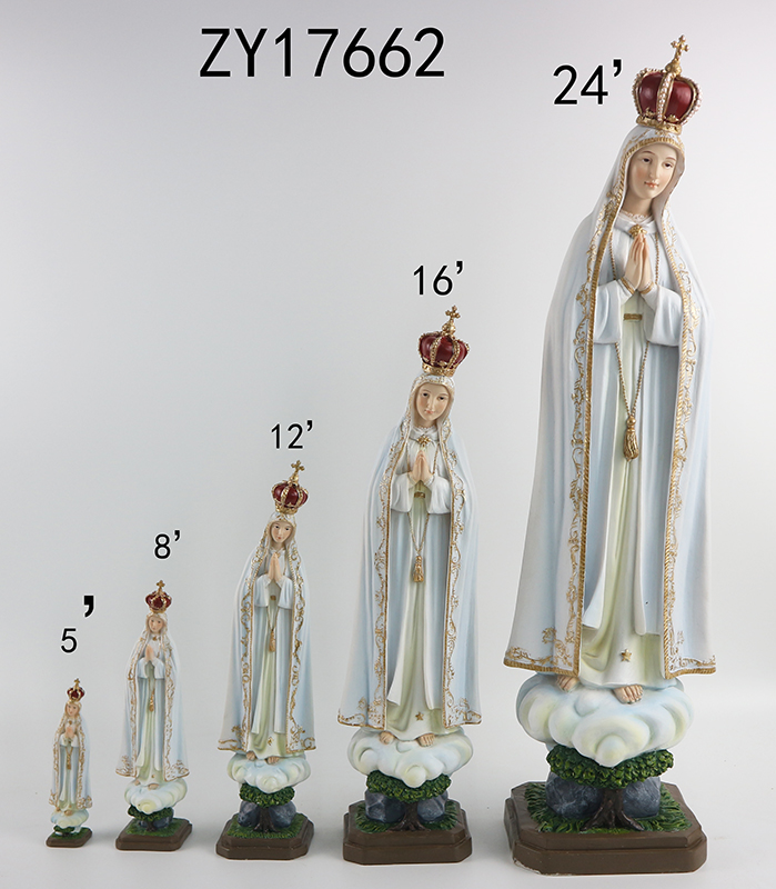 Our Lady of Fatima Resin Statue with Gold Crown
