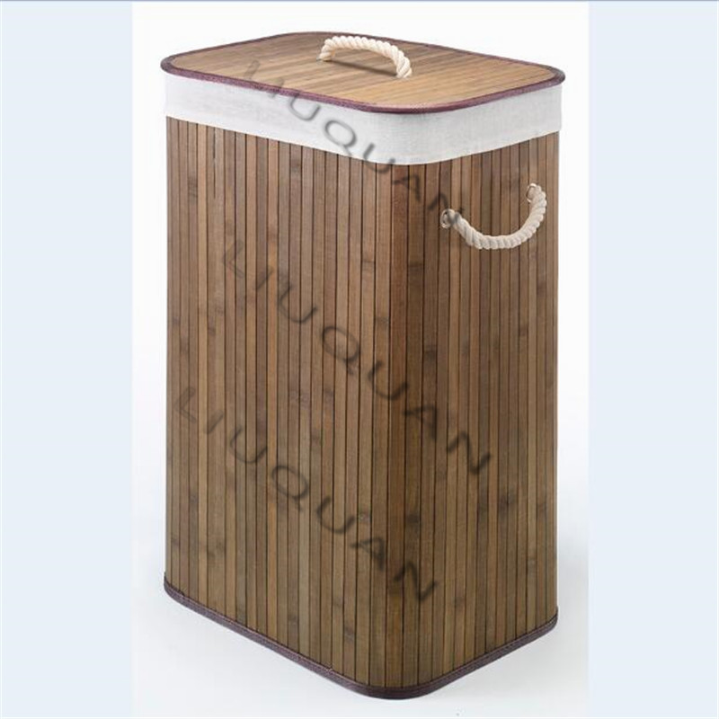 Collapsible Bamboo Laundry Basket with Washable Liner