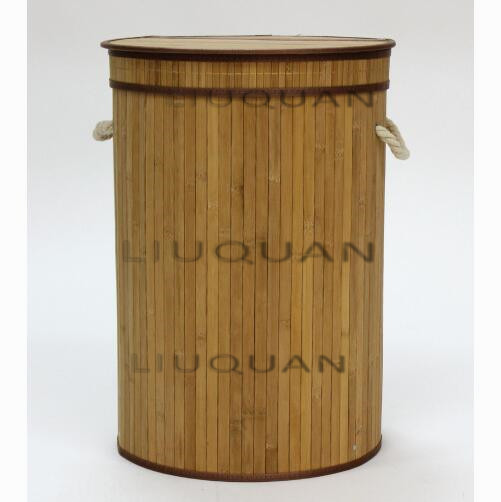 Collapsible Bamboo Laundry Hamper with Washable Liner