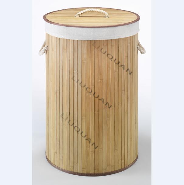 Collapsible Bamboo Laundry Hamper with Washable Liner