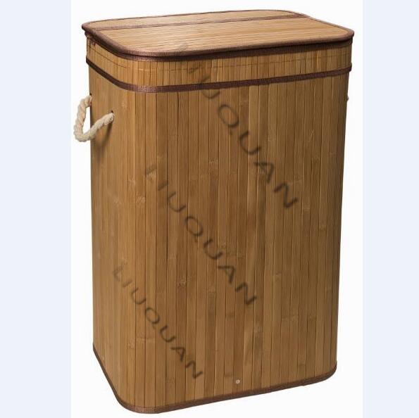 Collapsible Bamboo Laundry Basket with Washable Liner
