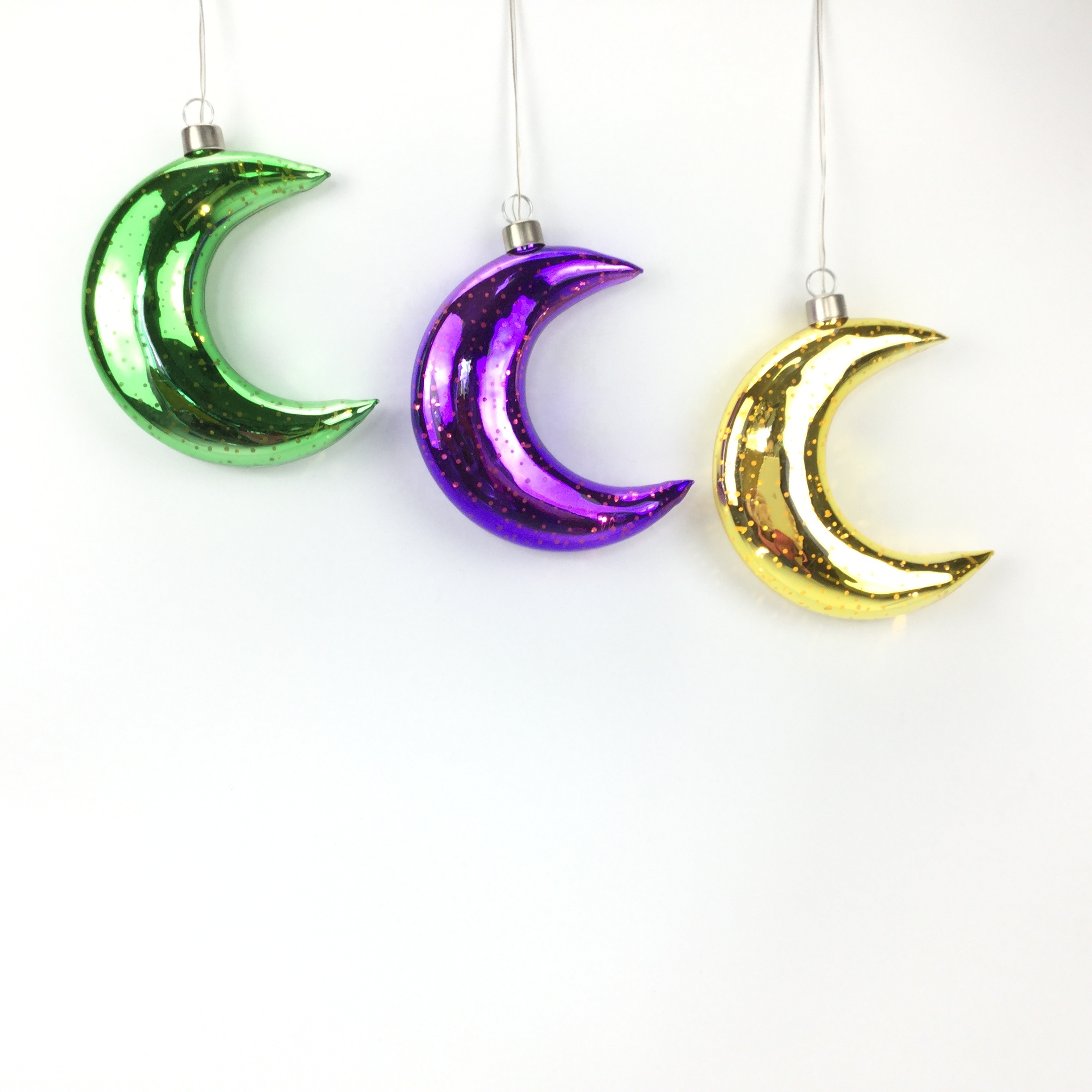 Glass Moon LED Ornament Holiday Hanging Decor
