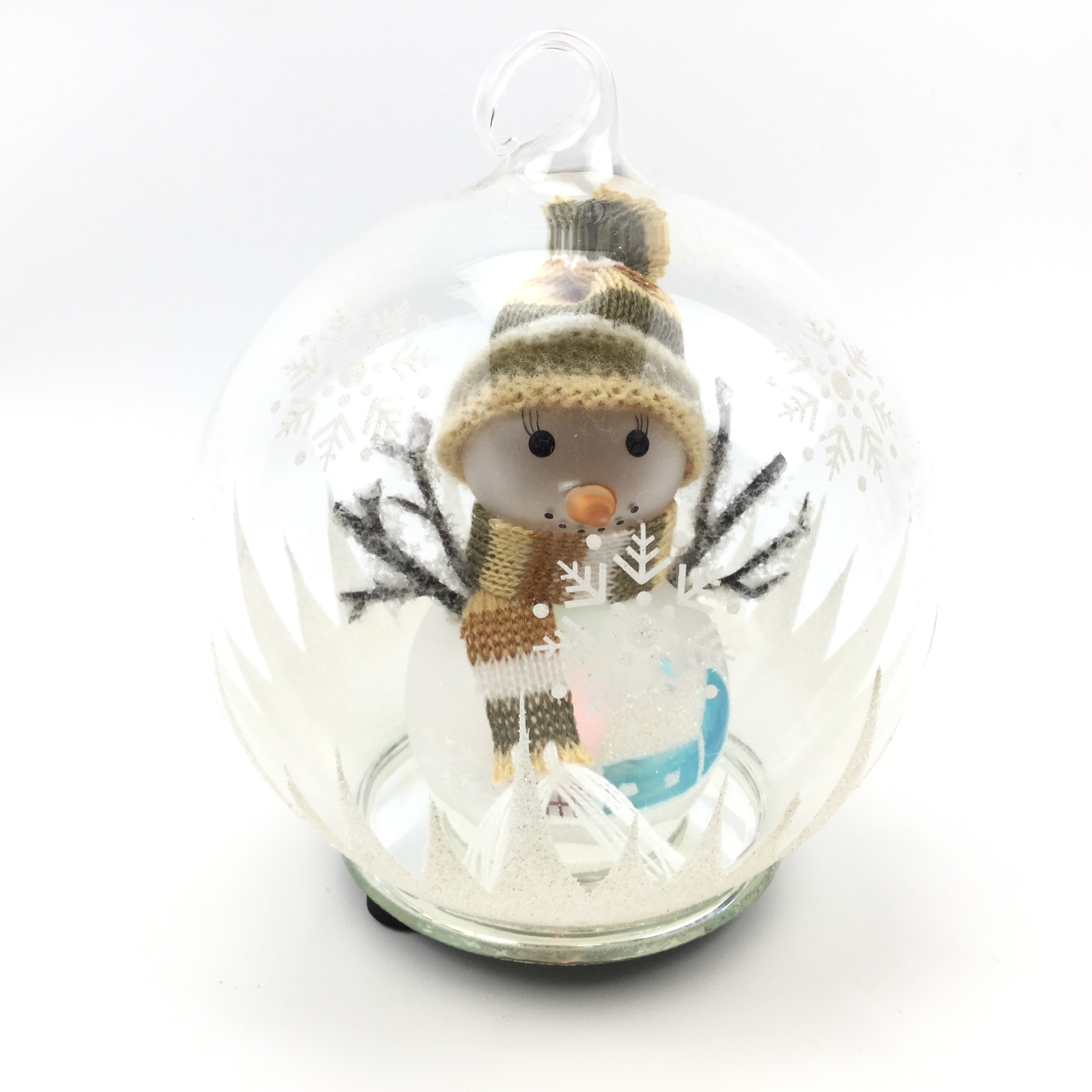 Snowman LED Glass Ball Christmas Ornament