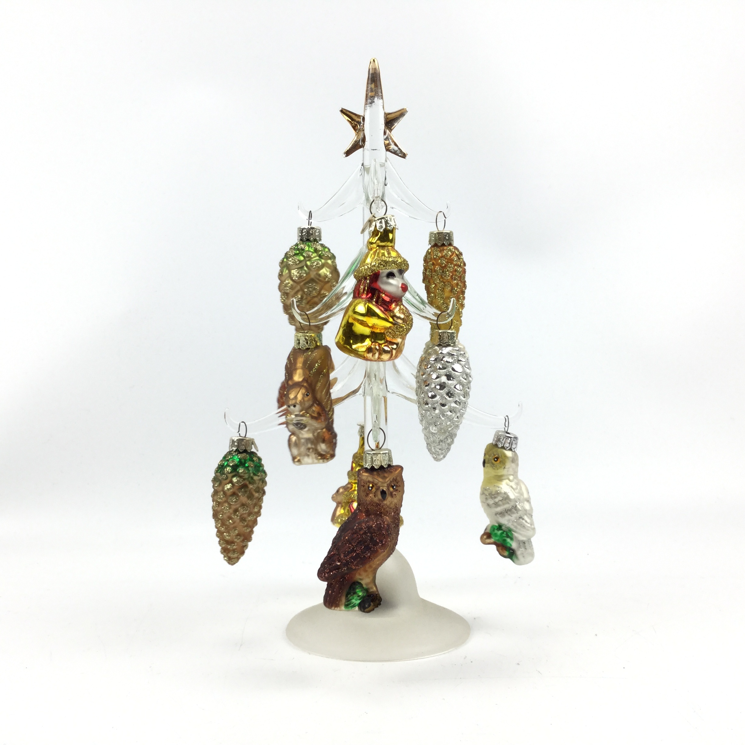 LED Glass Christmas Tree with Ornaments