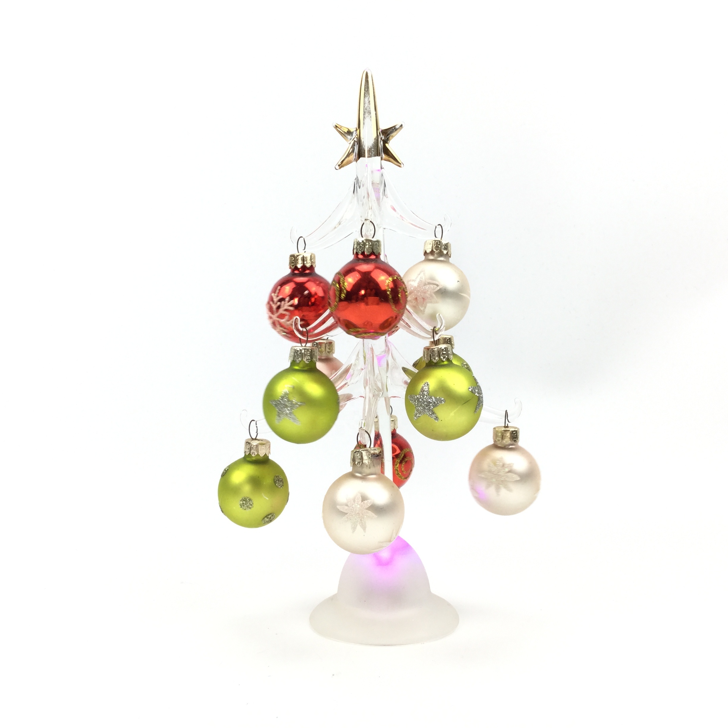 LED Glass Christmas Tree with Ball Ornaments