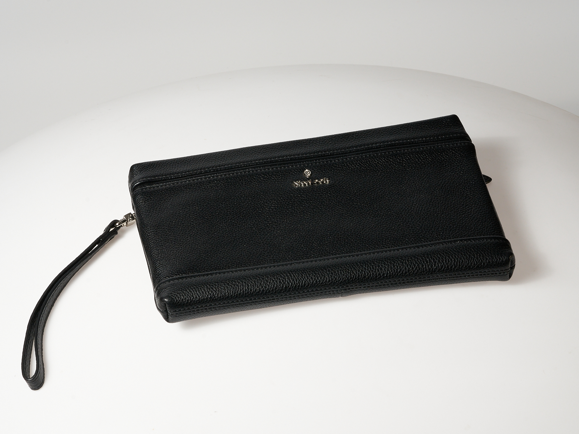 Men's Cowhide Handbag with Texture Logo