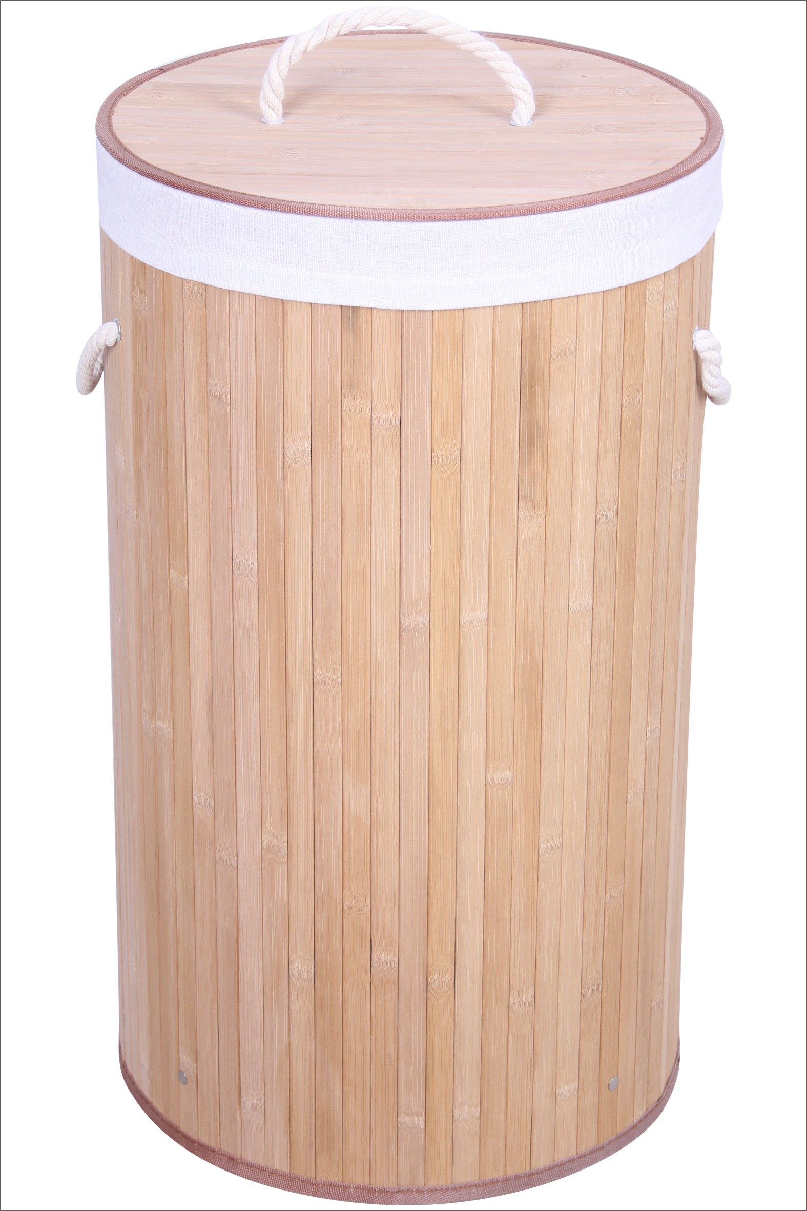 Round Bamboo Laundry Hamper Basket with Handles