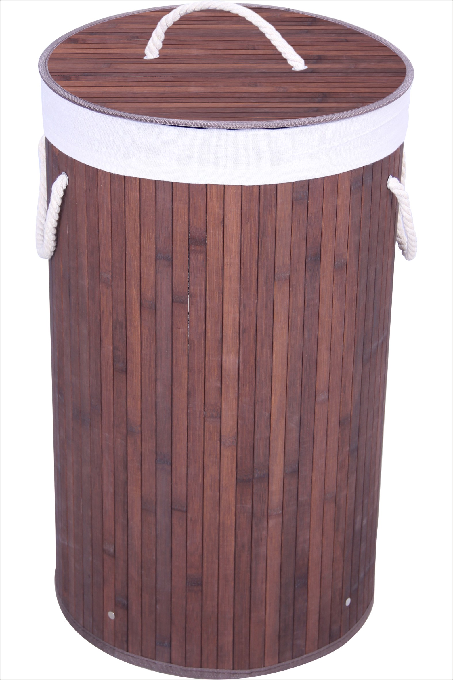 Foldable Round Bamboo Laundry Hamper with Handles