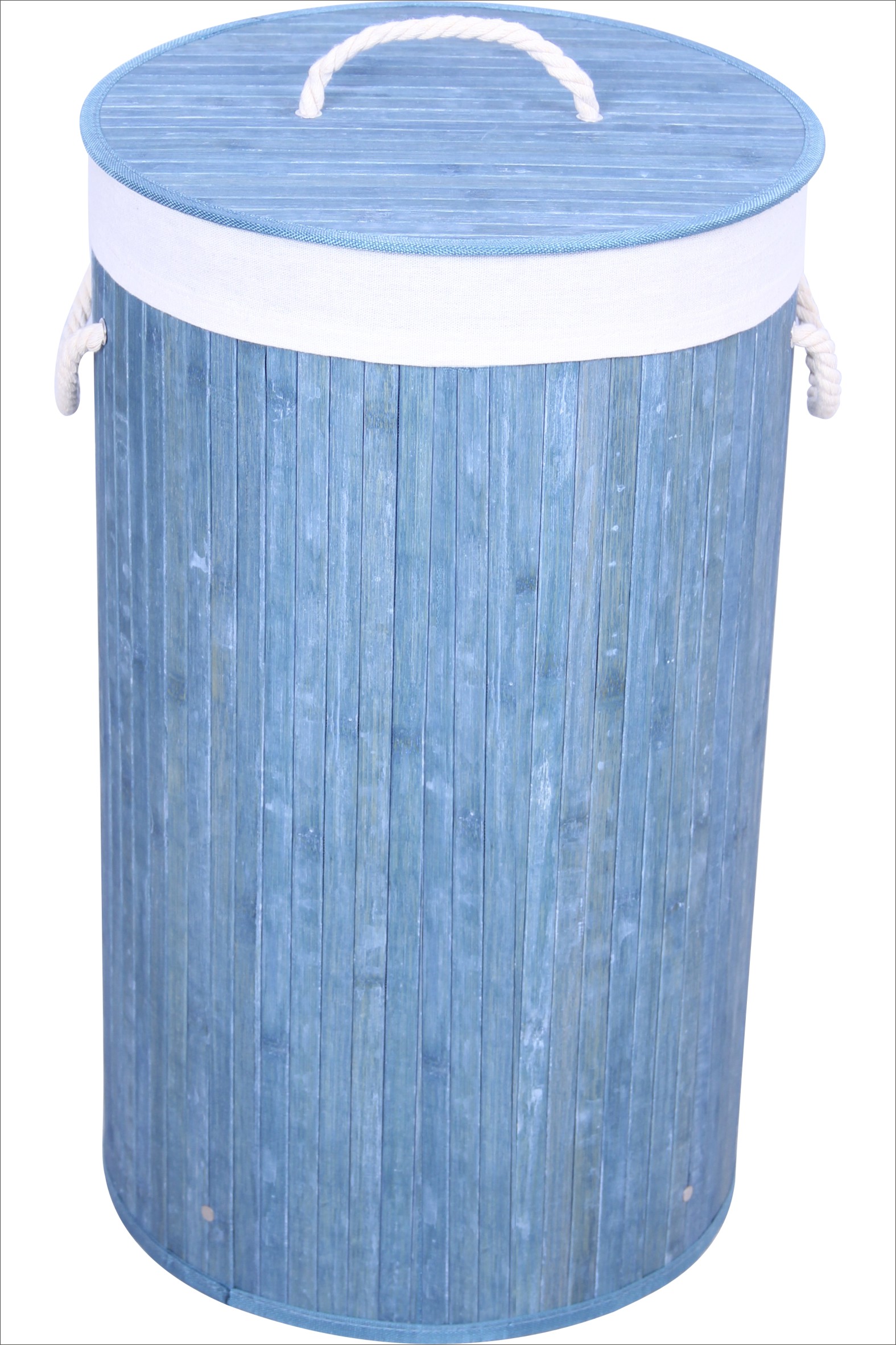 Round Bamboo Laundry Hamper Basket with Handles