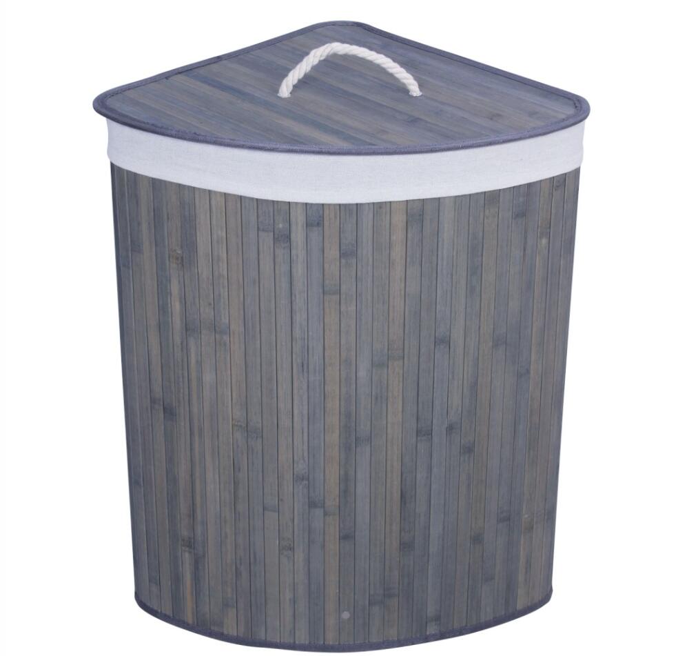 Corner Bamboo Laundry Hamper Basket