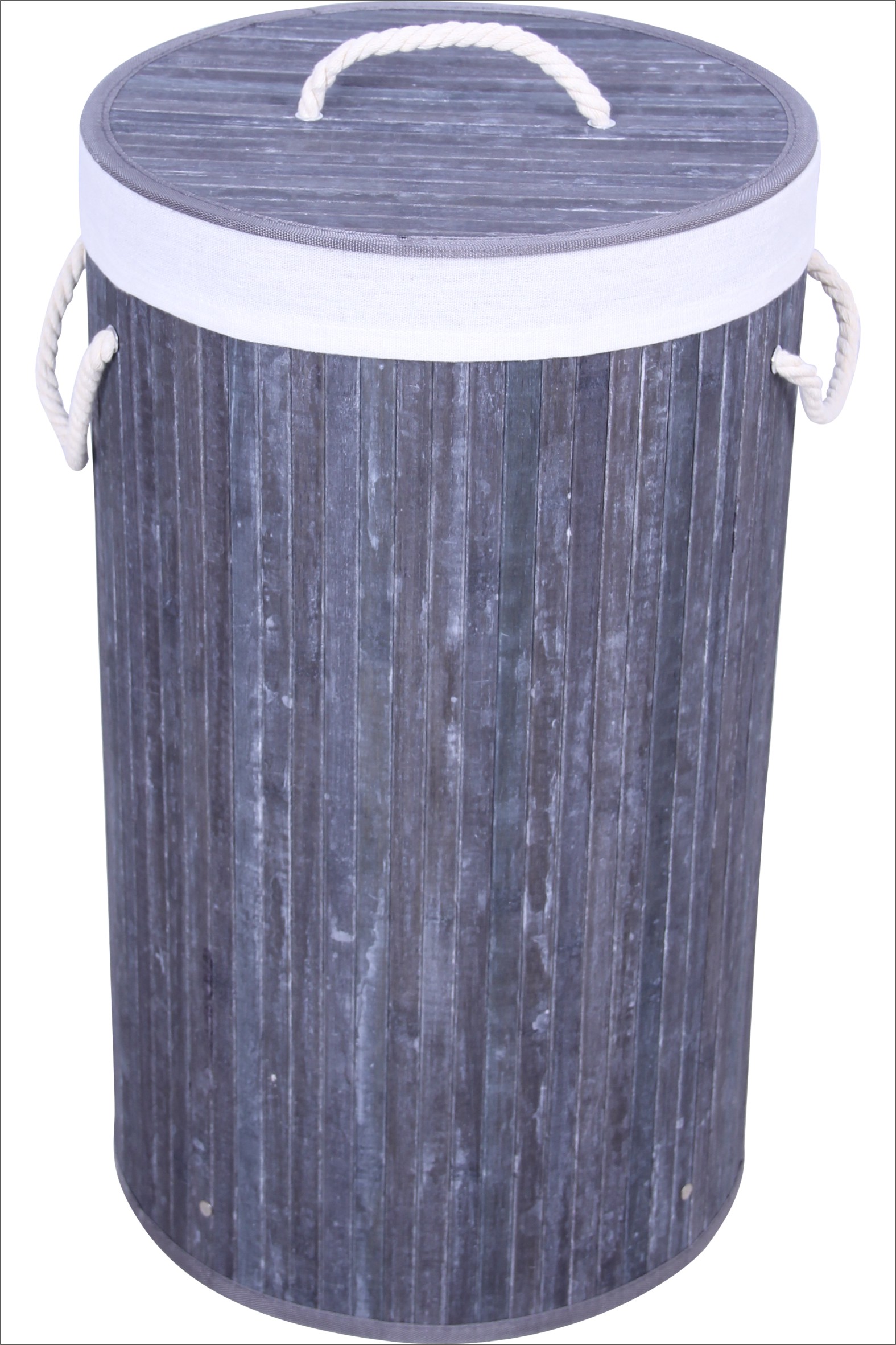 Round Bamboo Laundry Hamper Basket with Handles