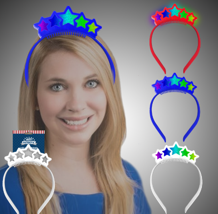 Patriotic LED Star Headband with Multi-Color Lights