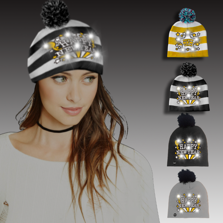 Light Up Knitted Hat with LED Pom-Pom