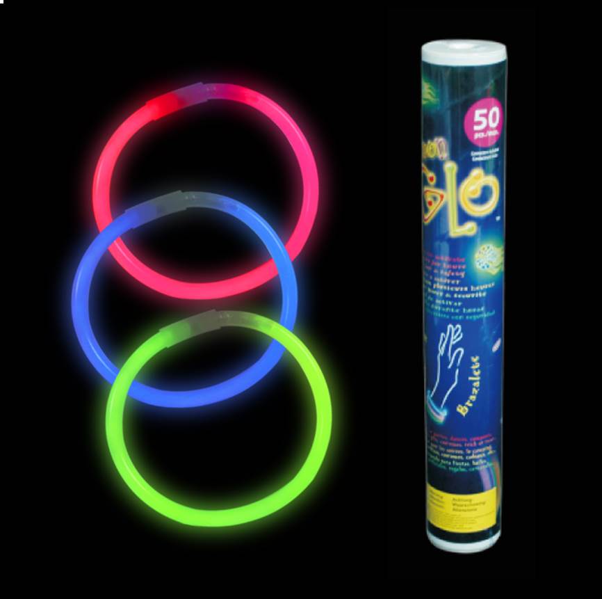 Neon-Glo Glow Bracelets 50-Pack Mixed Colors