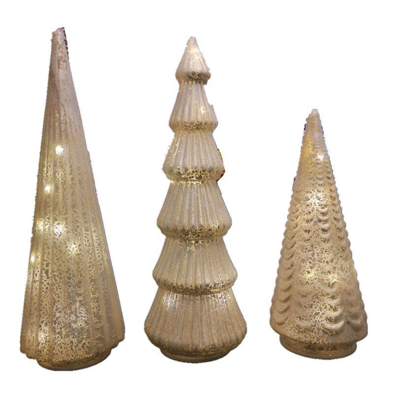 White Glass LED Christmas Tree Decoration
