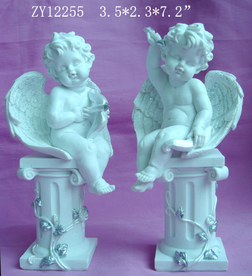 Hand-Painted Resin Cherub Angel Statue