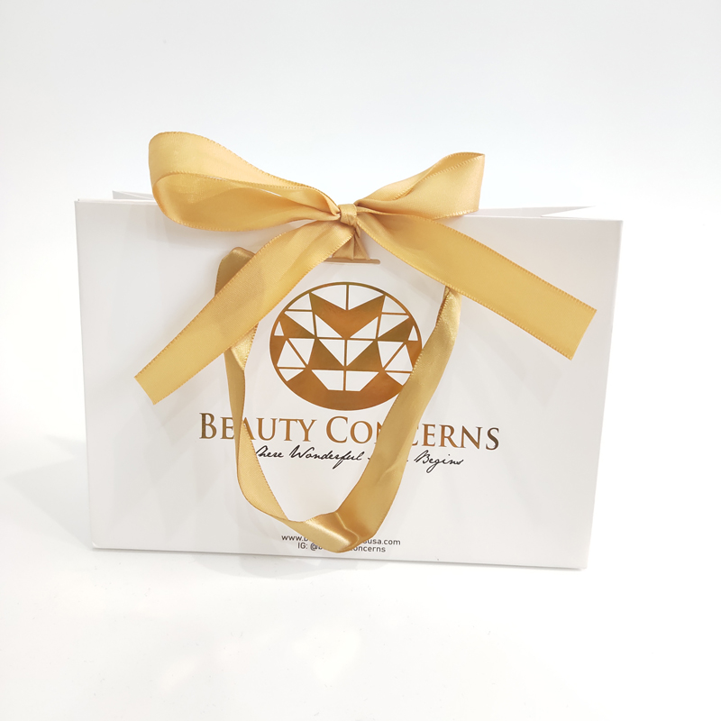 Custom Gold Logo White Paper Gift Bag