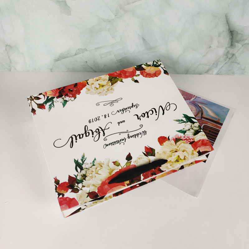 Custom Print Logo Paper Shopping Bag with Ribbon Handle