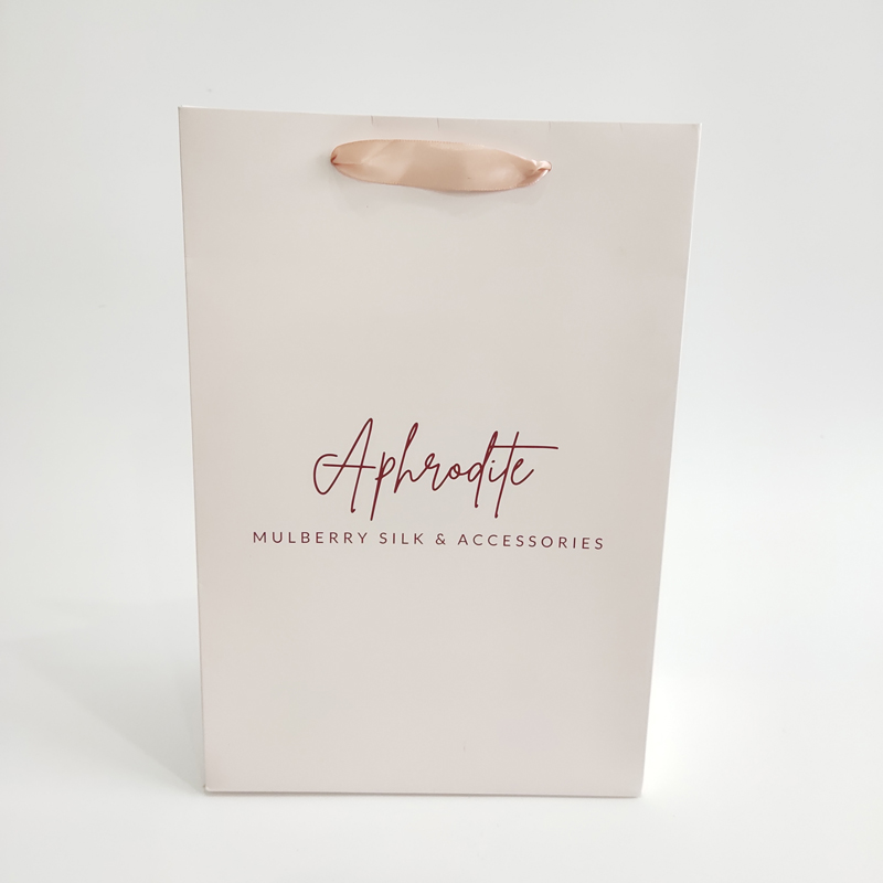 Custom Logo Boutique Paper Shopping Bag with Ribbon
