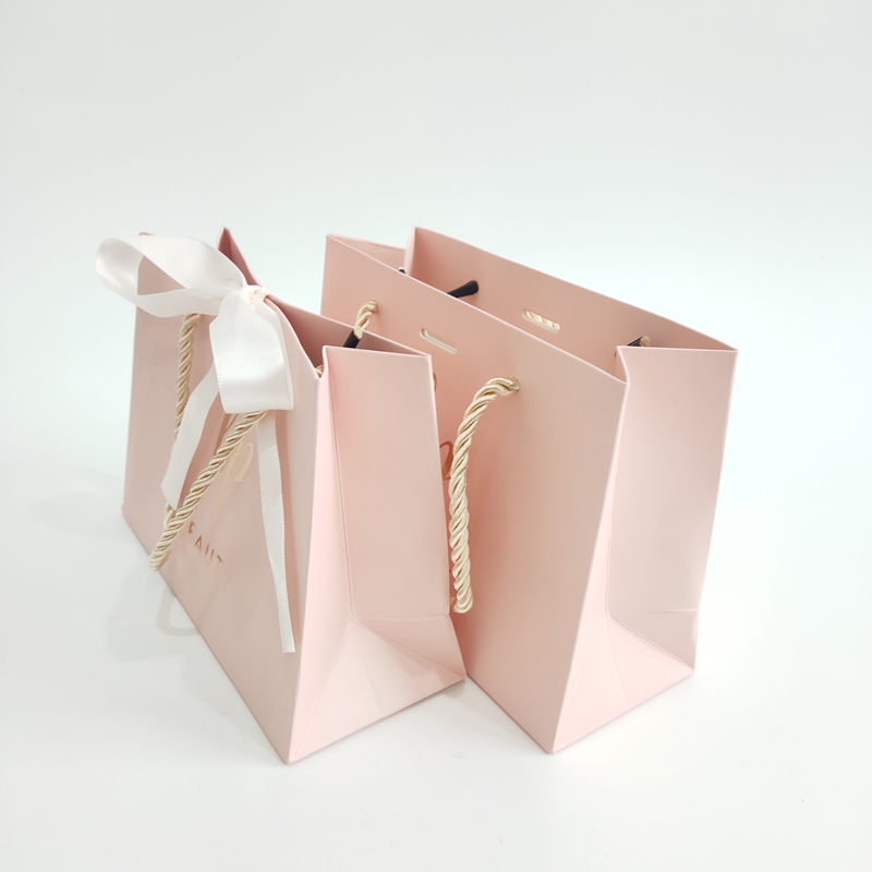 Luxury Rose Gold Logo Pink Gift Paper Shopping Bag