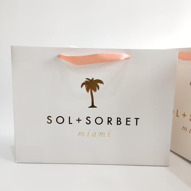 Custom Luxury Paper Shopping Bag with Gold Logo