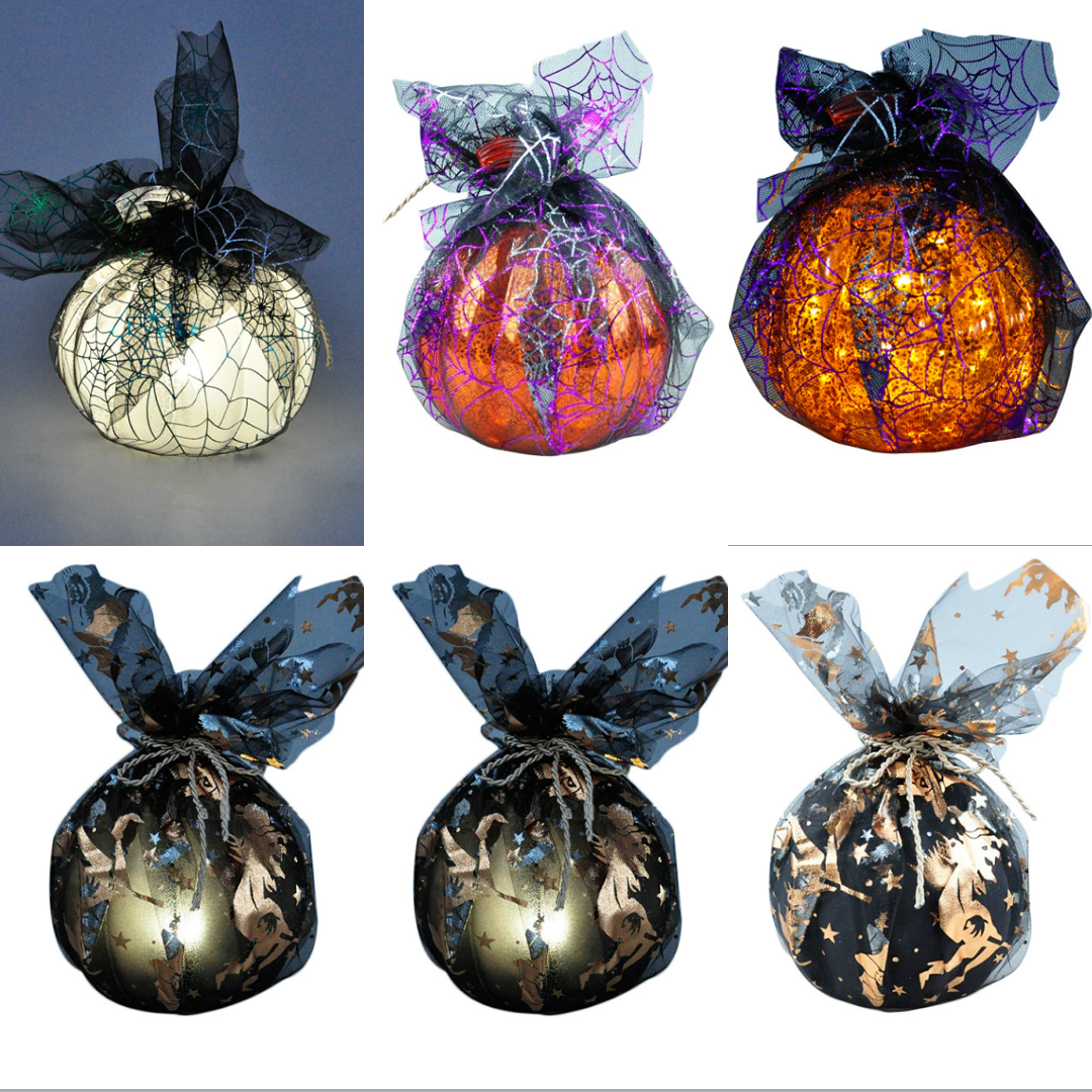 Hand Blown Glass Pumpkin LED Light Decoration