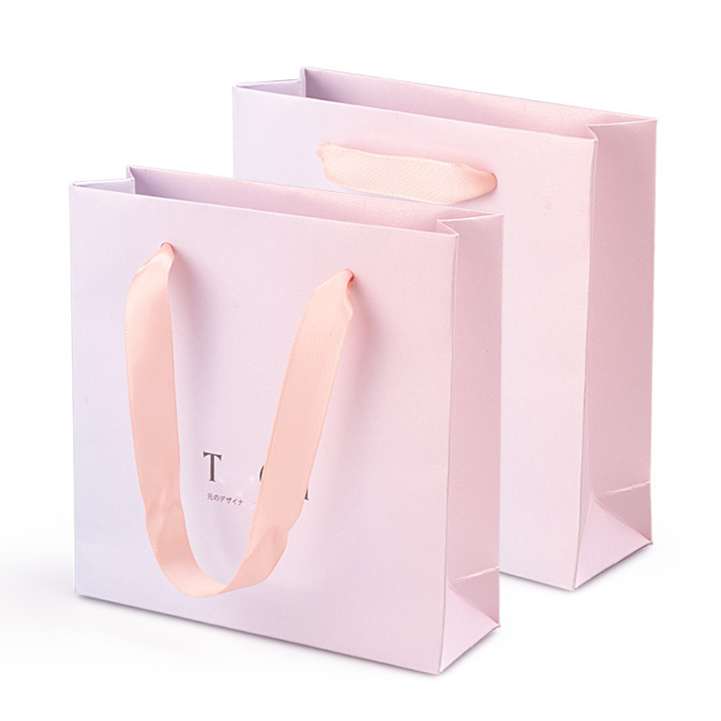 Custom Logo Pink Printed Paper Gift Bag