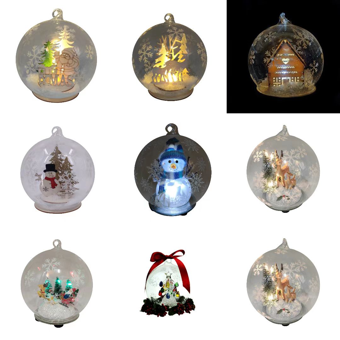 LED Light Clear Glass Christmas Ball Ornament