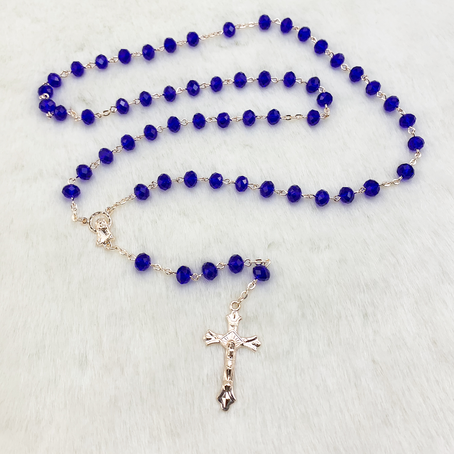 Professional Religious Crystal Bead Rosary Necklace