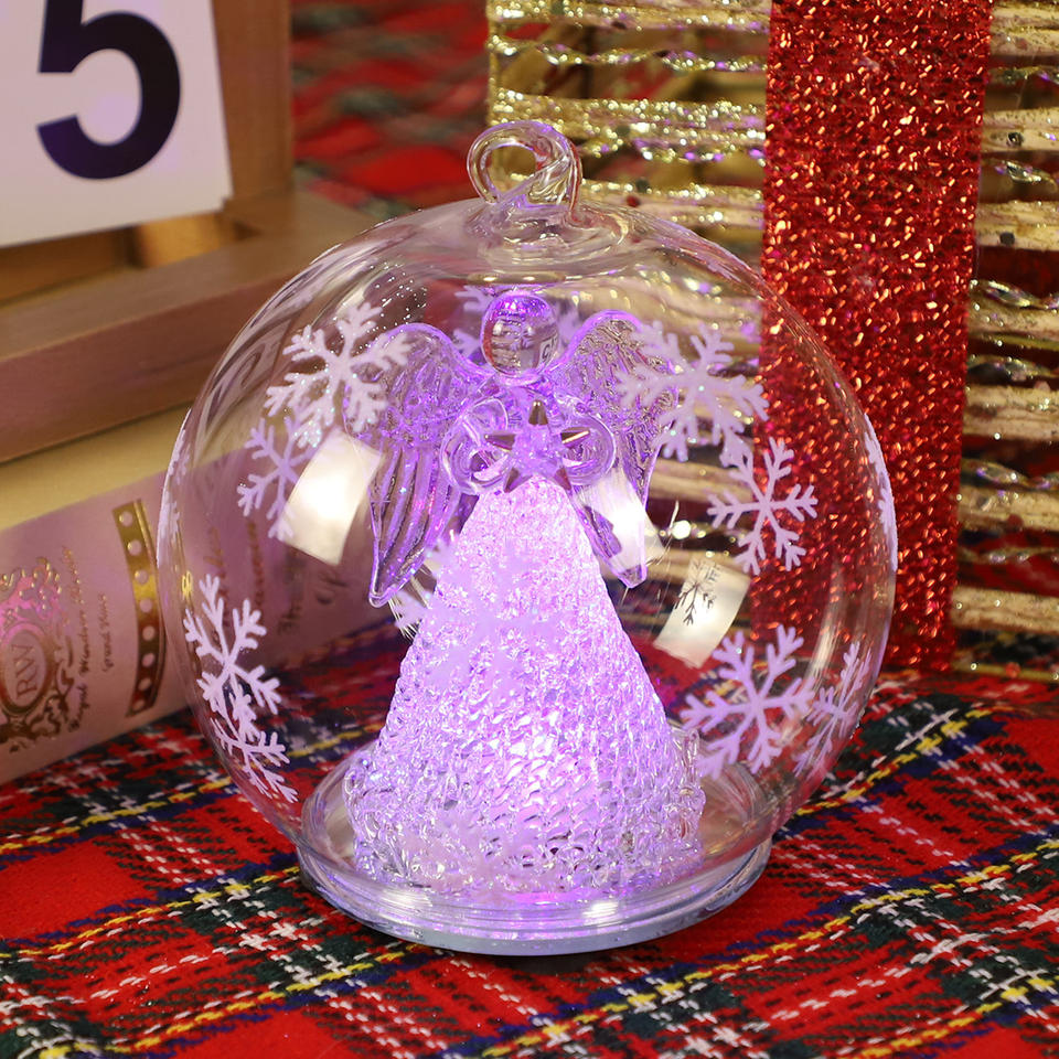 12cm Glass Angel LED Christmas Ball Pendant