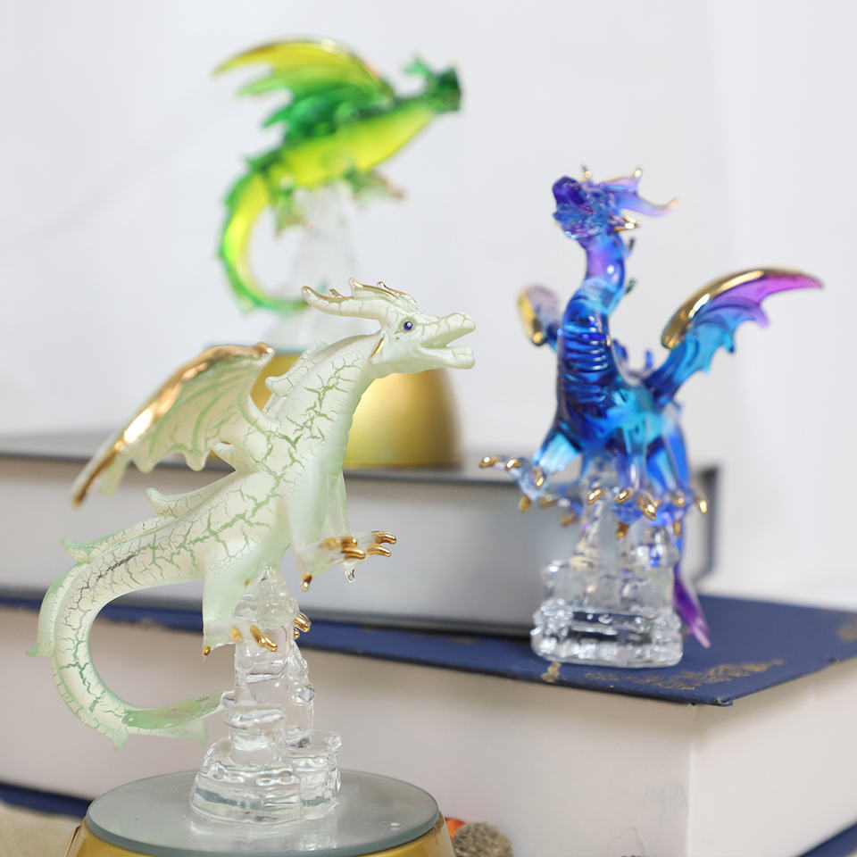 LED Glass Western Dragon Figurine