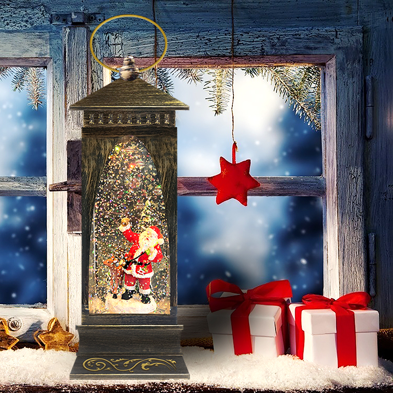 Santa Iron LED Lantern Holiday Table Decor