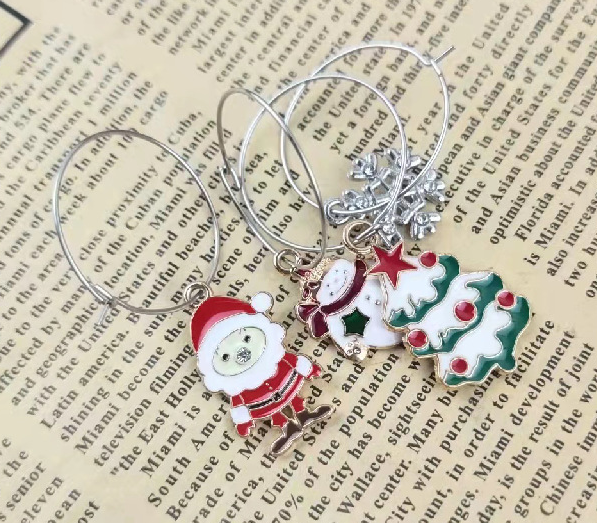 Wooden Christmas Wine Charms