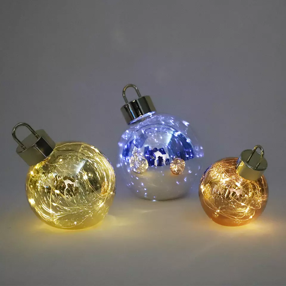 LED Light Christmas Ball Ornaments Glass Decoration