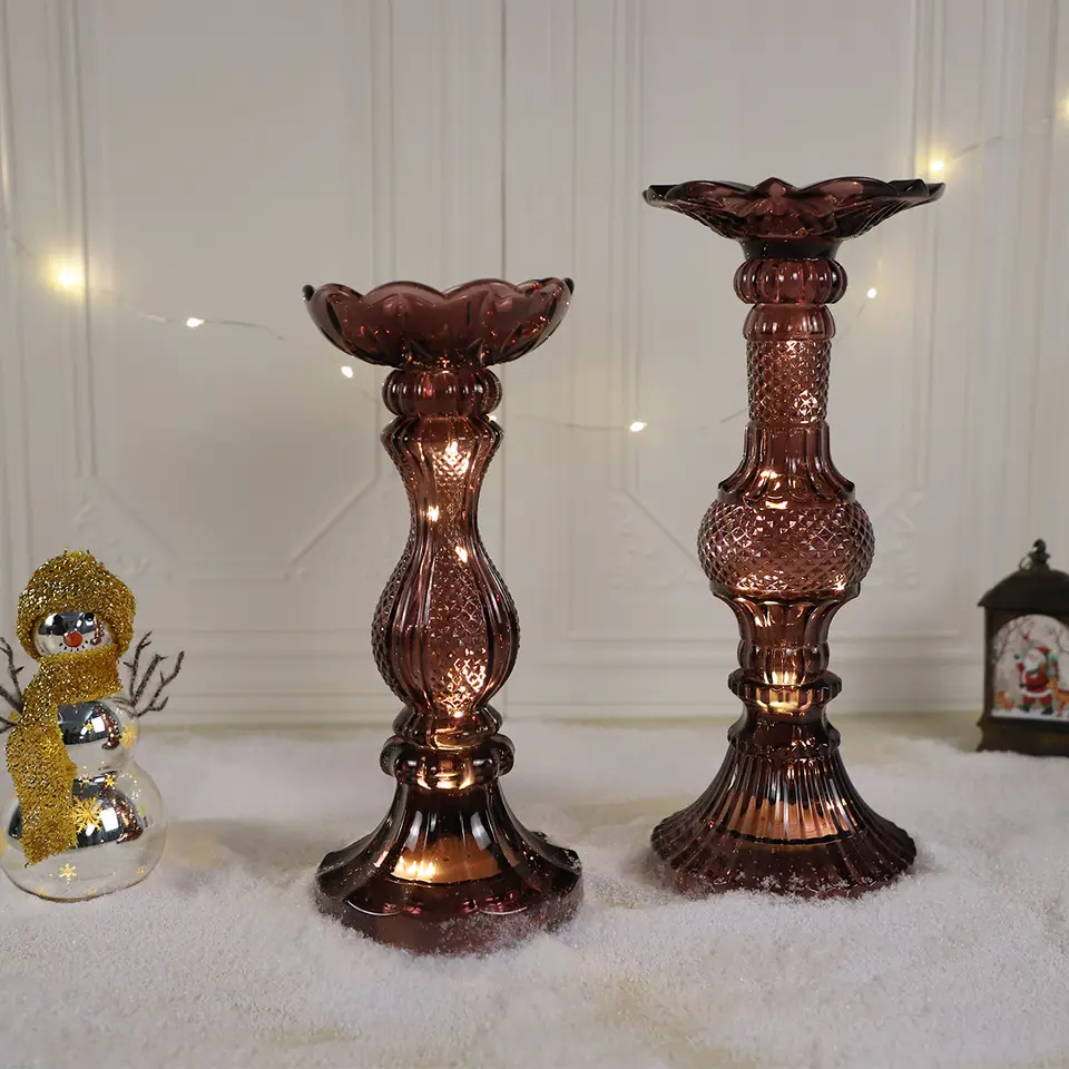 Christmas Cylinder Glass Candle Holder Nordic Hand Blown