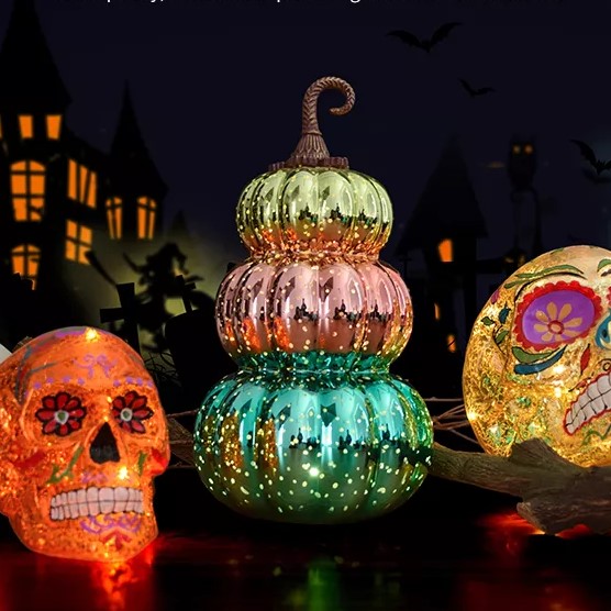 LED Glass Pumpkin Light Halloween Party Decoration