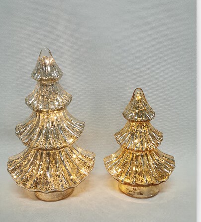 Colorful Glass LED Christmas Tree Table Ornament