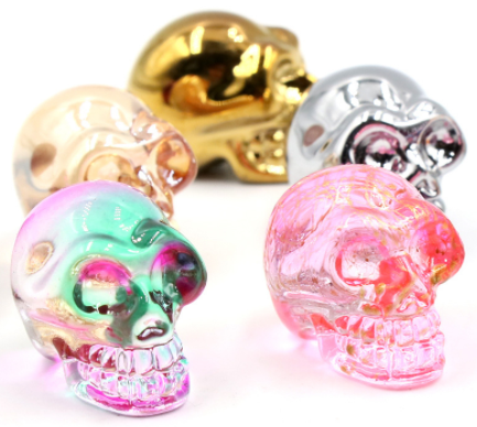 AB Plated Colorful Crystal Skull Pendant 18x21x27mm