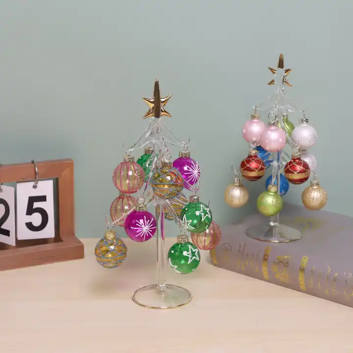 Hand-Painted Blown Glass LED Christmas Tree Ornament