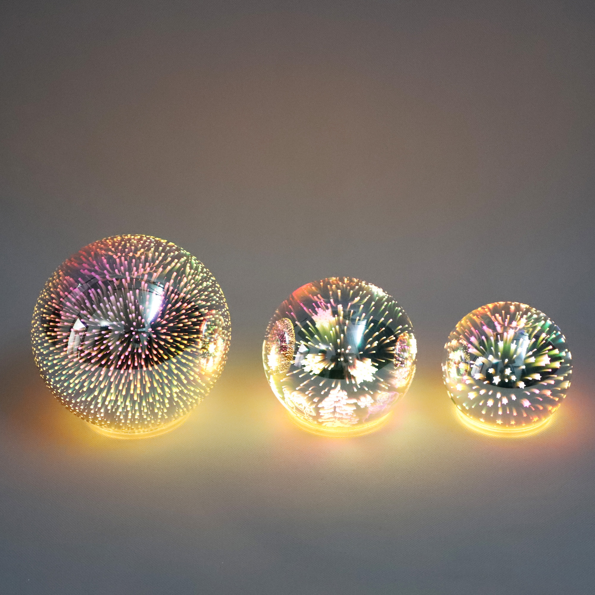 3D Glass LED Christmas Ball Ornament