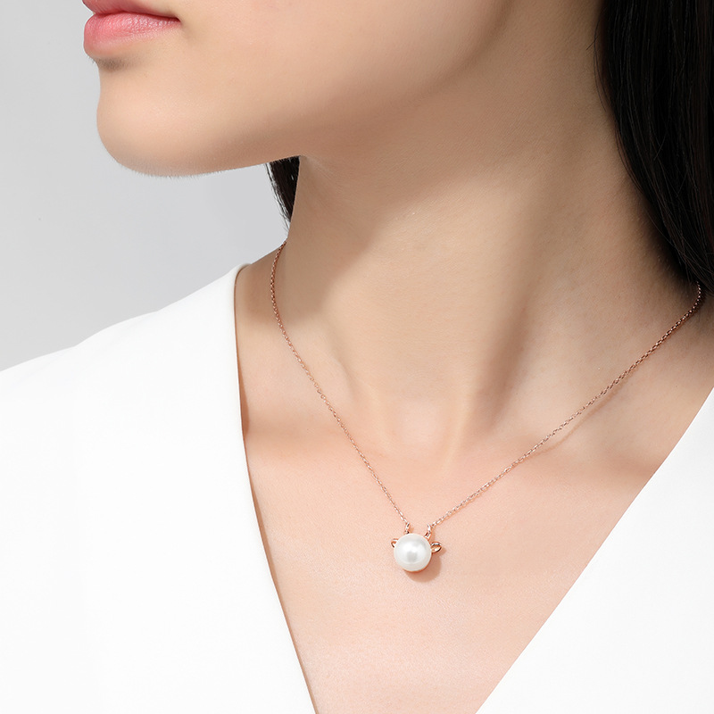 925 Sterling Silver Freshwater Pearl Collarbone Necklace