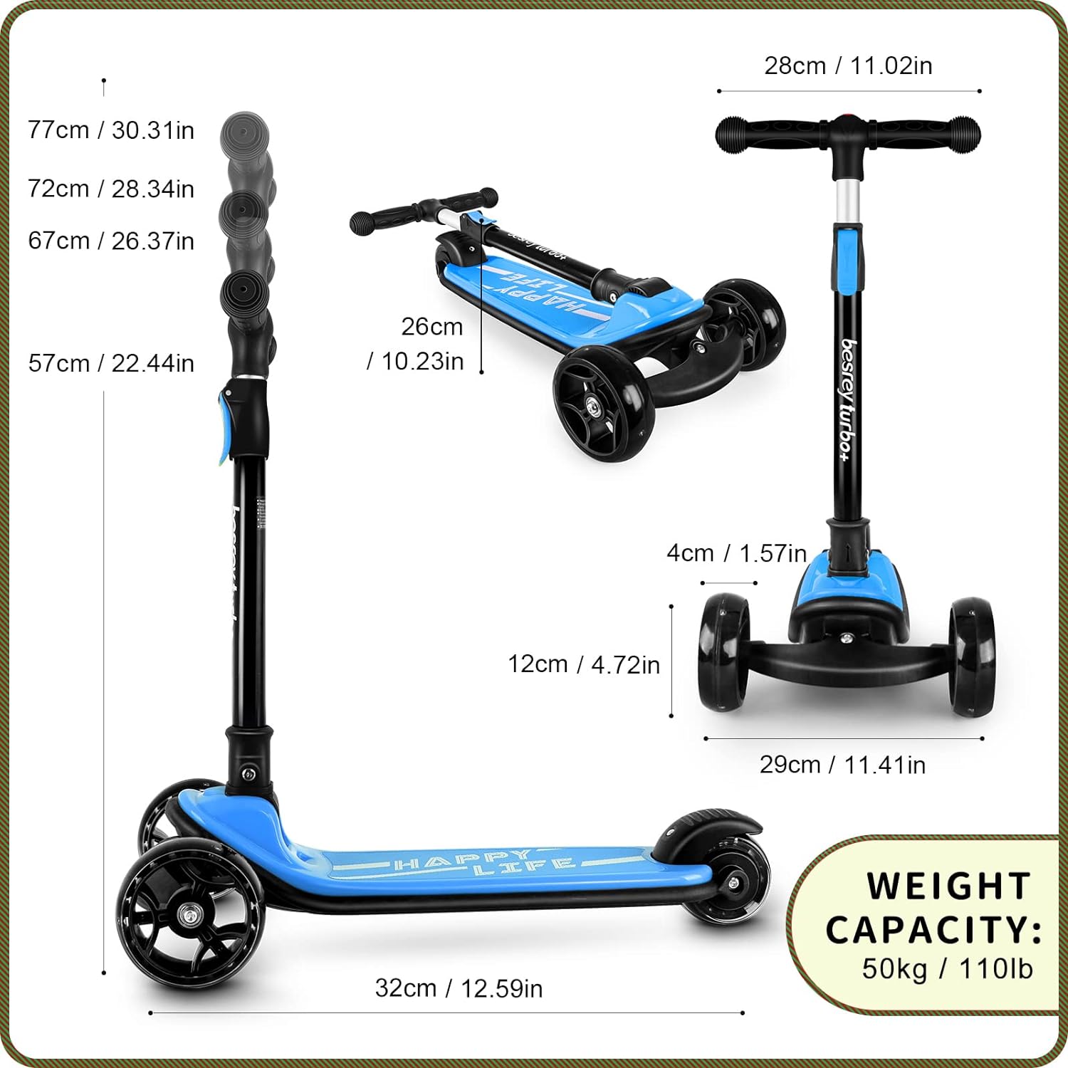 Children's LED Scooter with Lean-to-Steering Technology